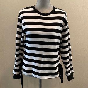 A New Day Black and White Pullover Sweatshirt with Ties
